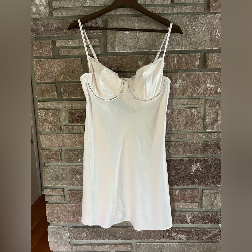 NWT Victoria’s Secret Satin & Lace Embellished Cupped Mini Slip Dress